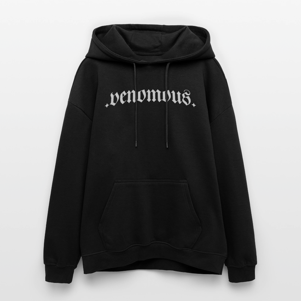Oversized Unisex Hoodie with Venomous Design by Gabikomart - black