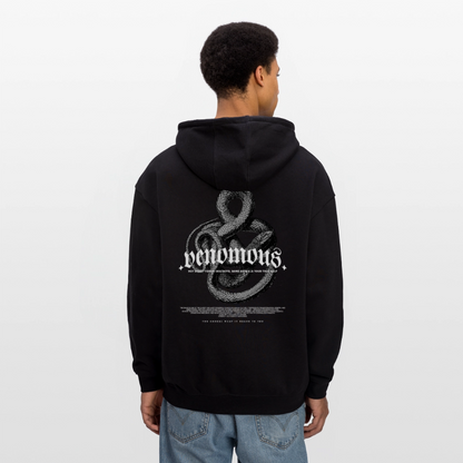 Oversized Unisex Hoodie with Venomous Design by Gabikomart - black