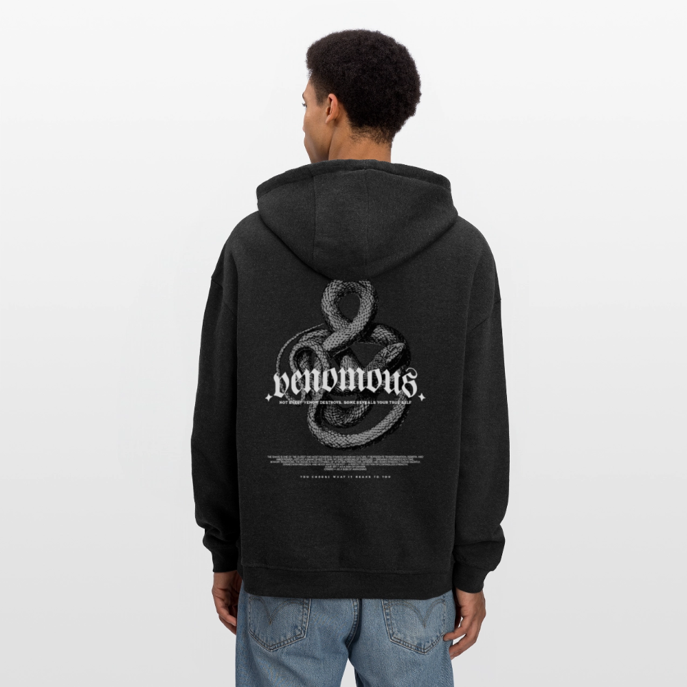 Oversized Unisex Hoodie with Venomous Design by Gabikomart - charcoal grey