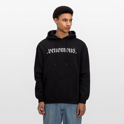Oversized Unisex Hoodie with Venomous Design by Gabikomart - black