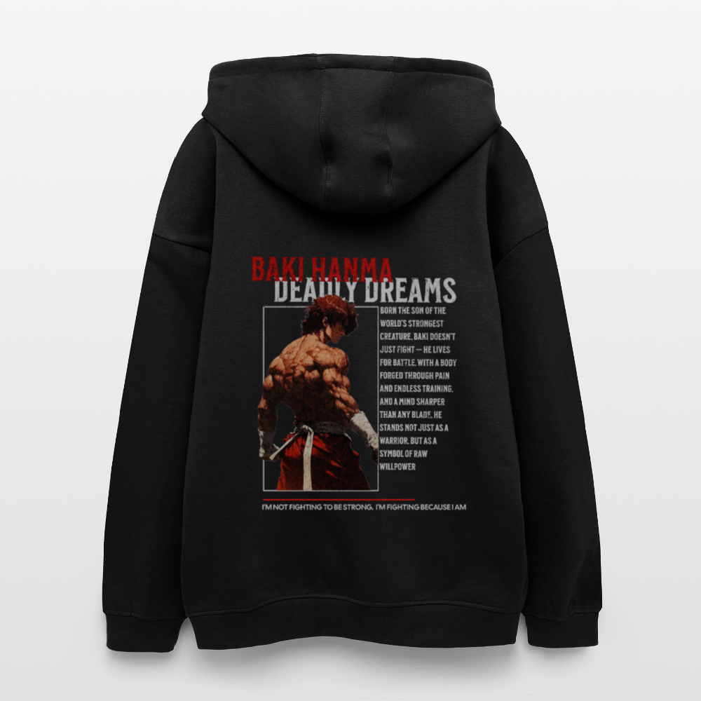 Oversized Unisex Hoodie Baki Hanma - black
