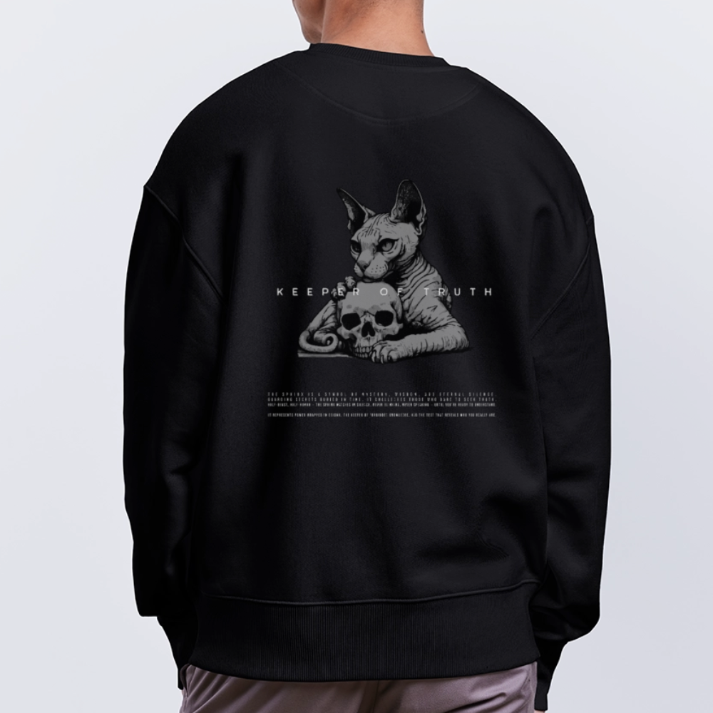 Oversize Sweatshirt with a Sphinx and Skull art by Gabikomart - black
