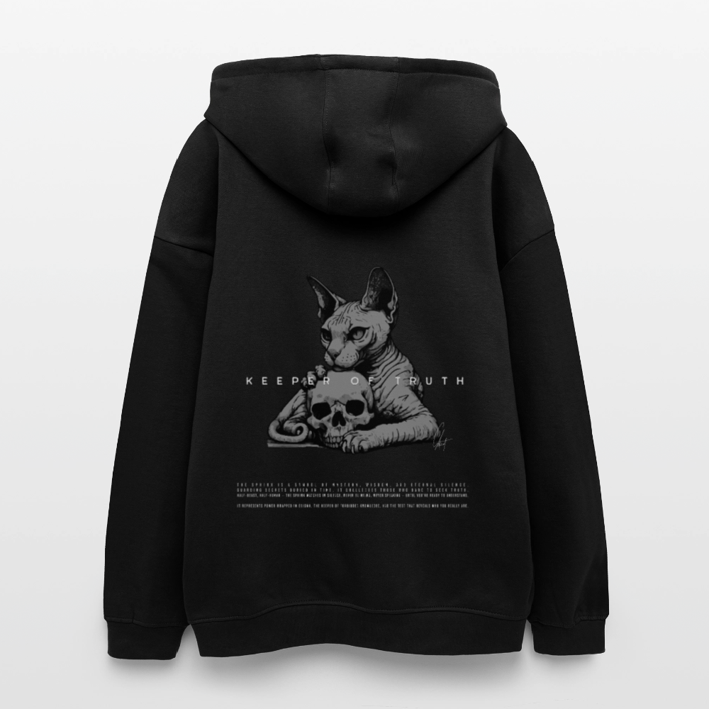 Oversized Unisex Hoodie with a sphinx and skull art by Gabikomart - black