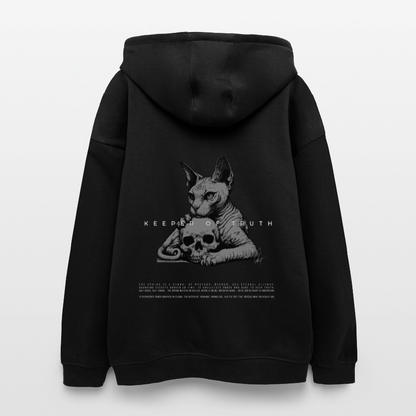 Oversized Unisex Hoodie with a sphinx and skull art by Gabikomart - black